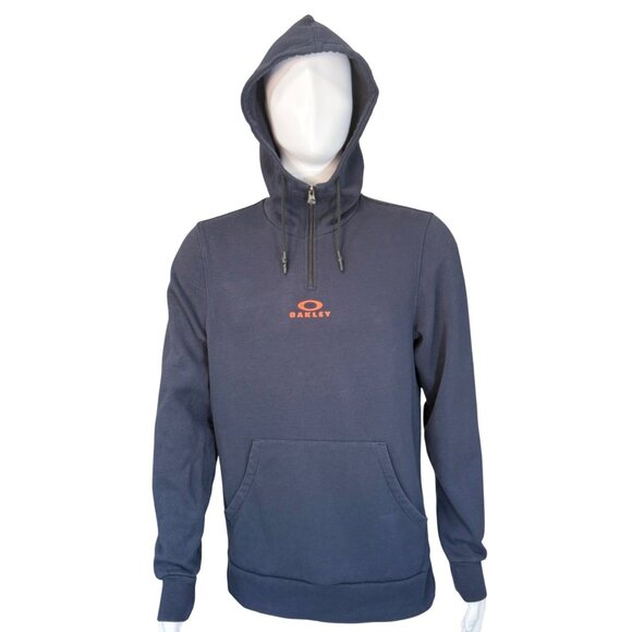 Oakley Hoodie Mens XL Navy Cotton Performance Fit Pullover Kangaroo Pocket Logo - Picture 1 of 6